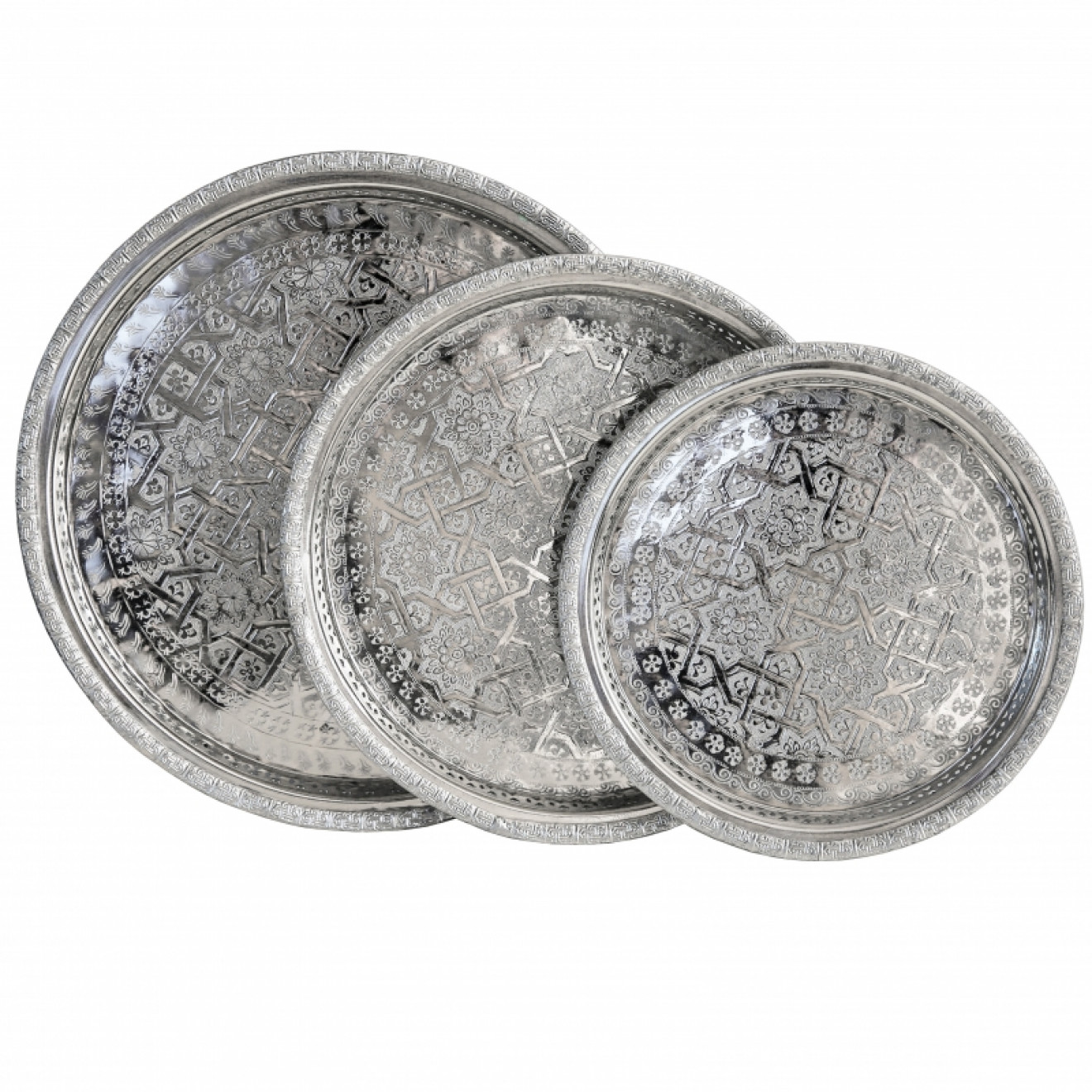 Marokkanisches Teetablett rund D27cm mit hohem Rand