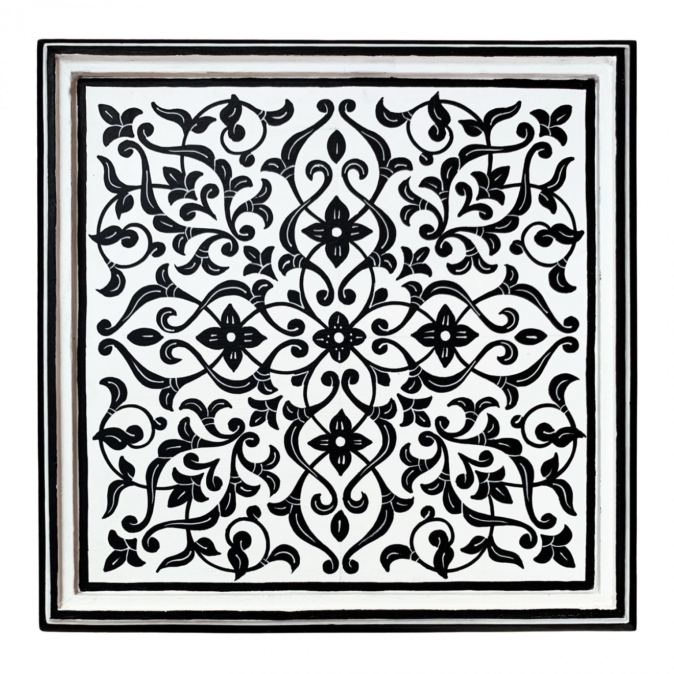 Orientalischer Handbemalter Beistelltisch BAHTA schwarz/Weiß