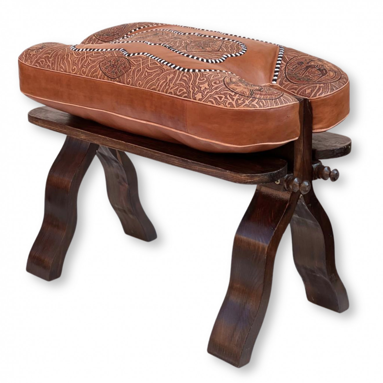 Arabischer Sitzhocker RABATI-TARAZ Cognac
