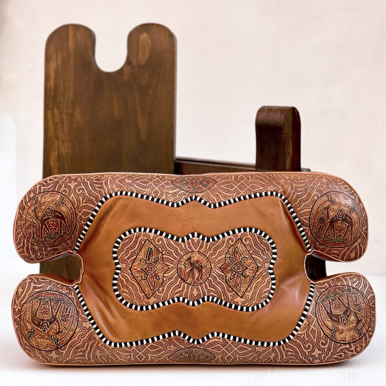 Arabischer Sitzhocker RABATI-TARAZ Cognac