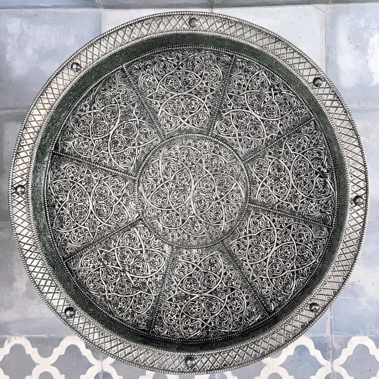 Runder Marokkanischer Tisch Silber SYNIA