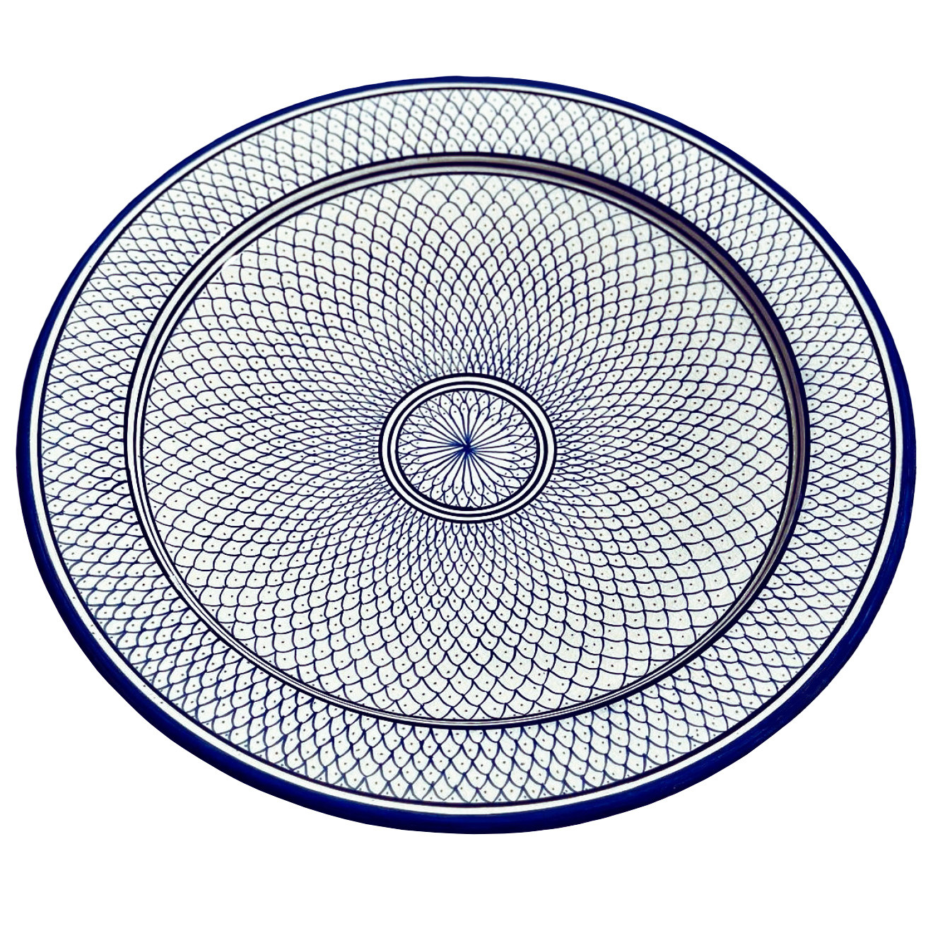 Marokkanische handbemalte Keramikschale Ø40cm blau