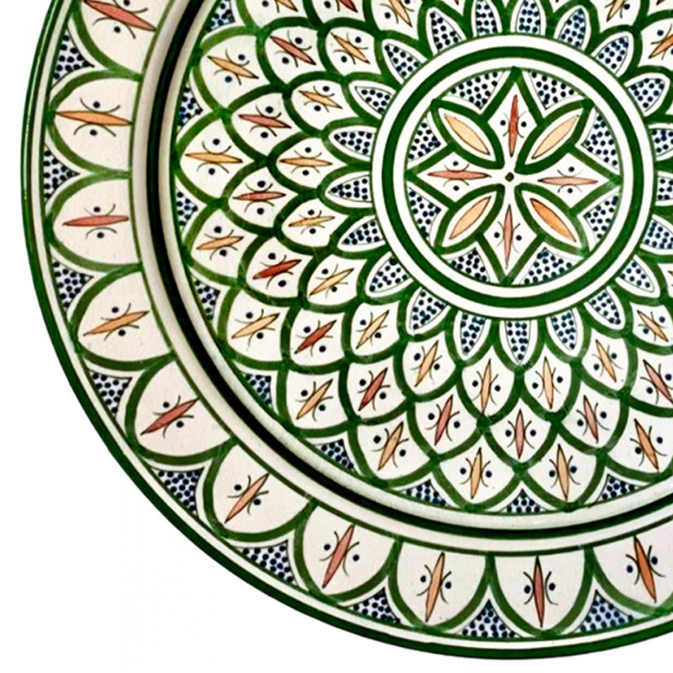 Keramik Servierteller Handbemalt Grün Ø40cm