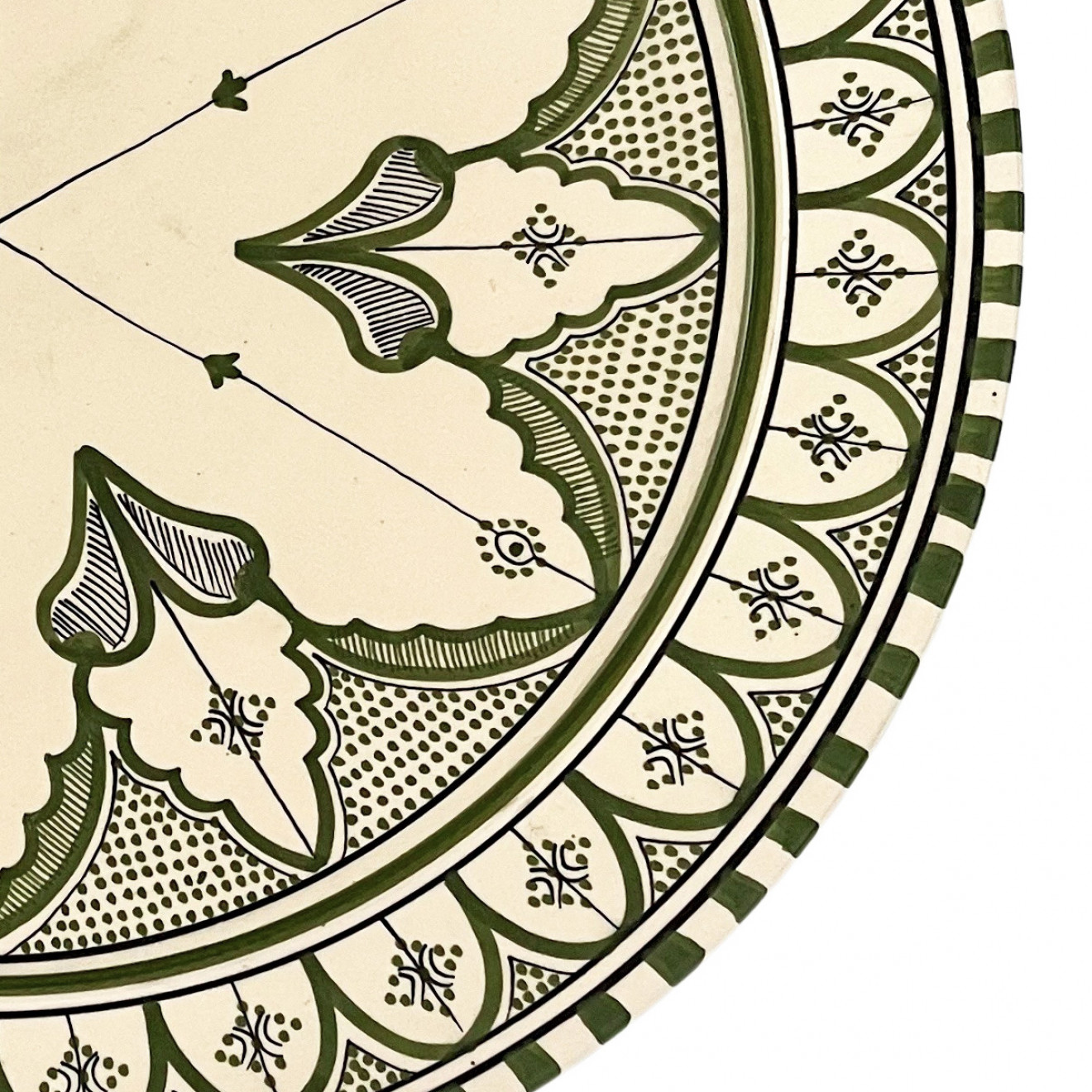 Marokkanische Handbemalte Schale olivgrün Ø40cm