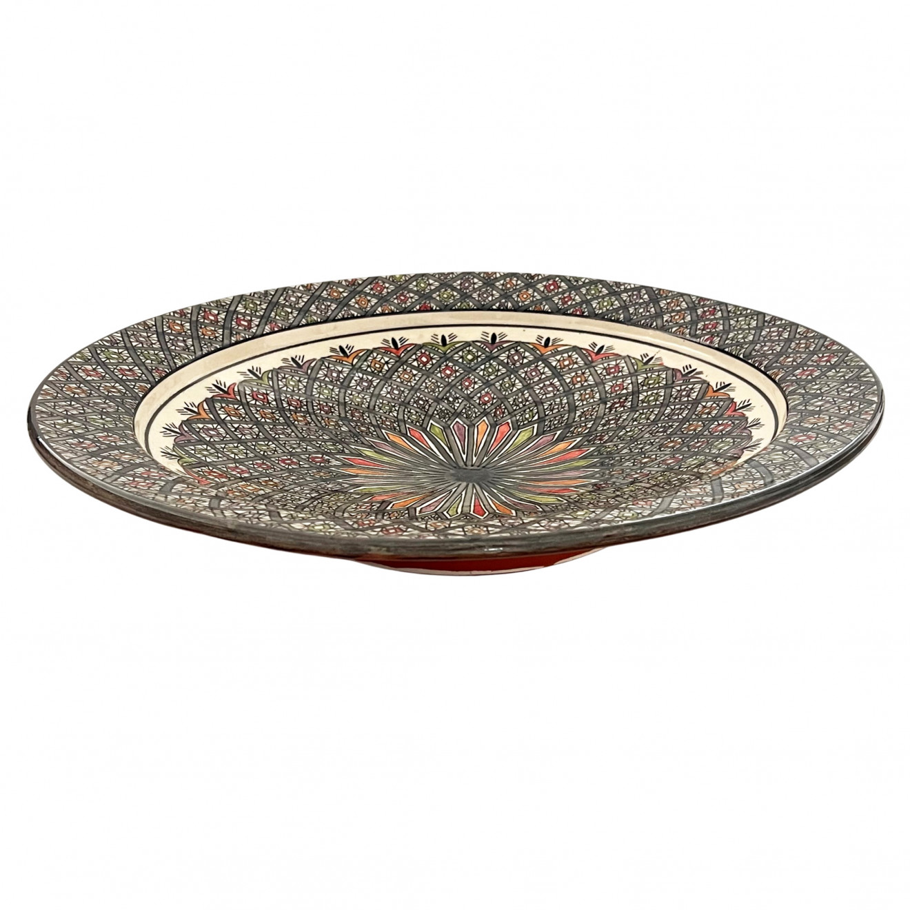 Bunte Keramikschale aus Marokko Ø40cm grau