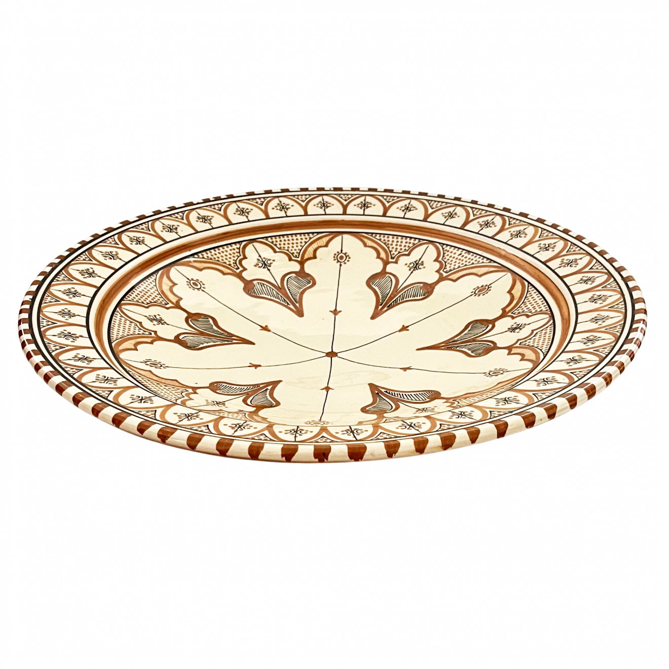 Marokkanische handbemalte Keramikschale Goldbraun Ø40cm