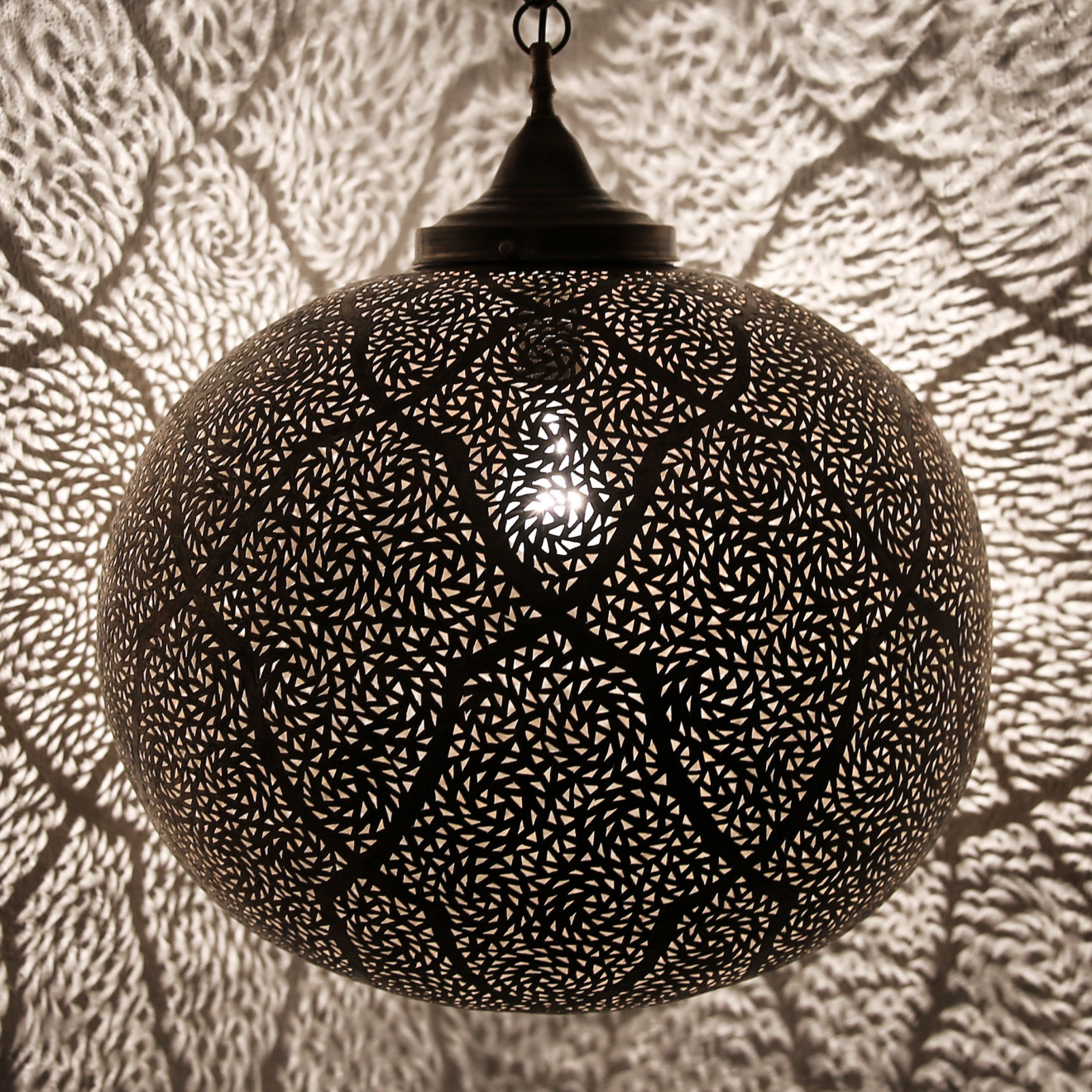 Orientalische messing Kugel-Lampe BERSCHA Ø40cm