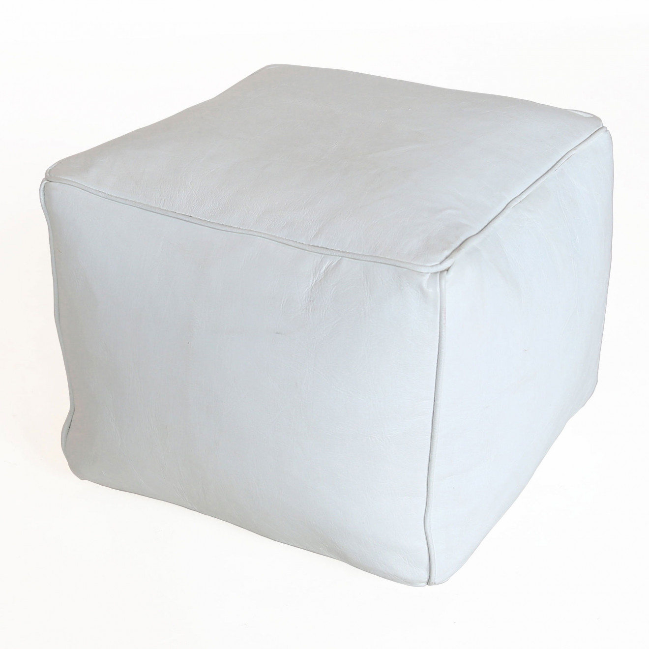 Orientalisches Sitzkissen CARRE 45x45 cm weiß aus Leder