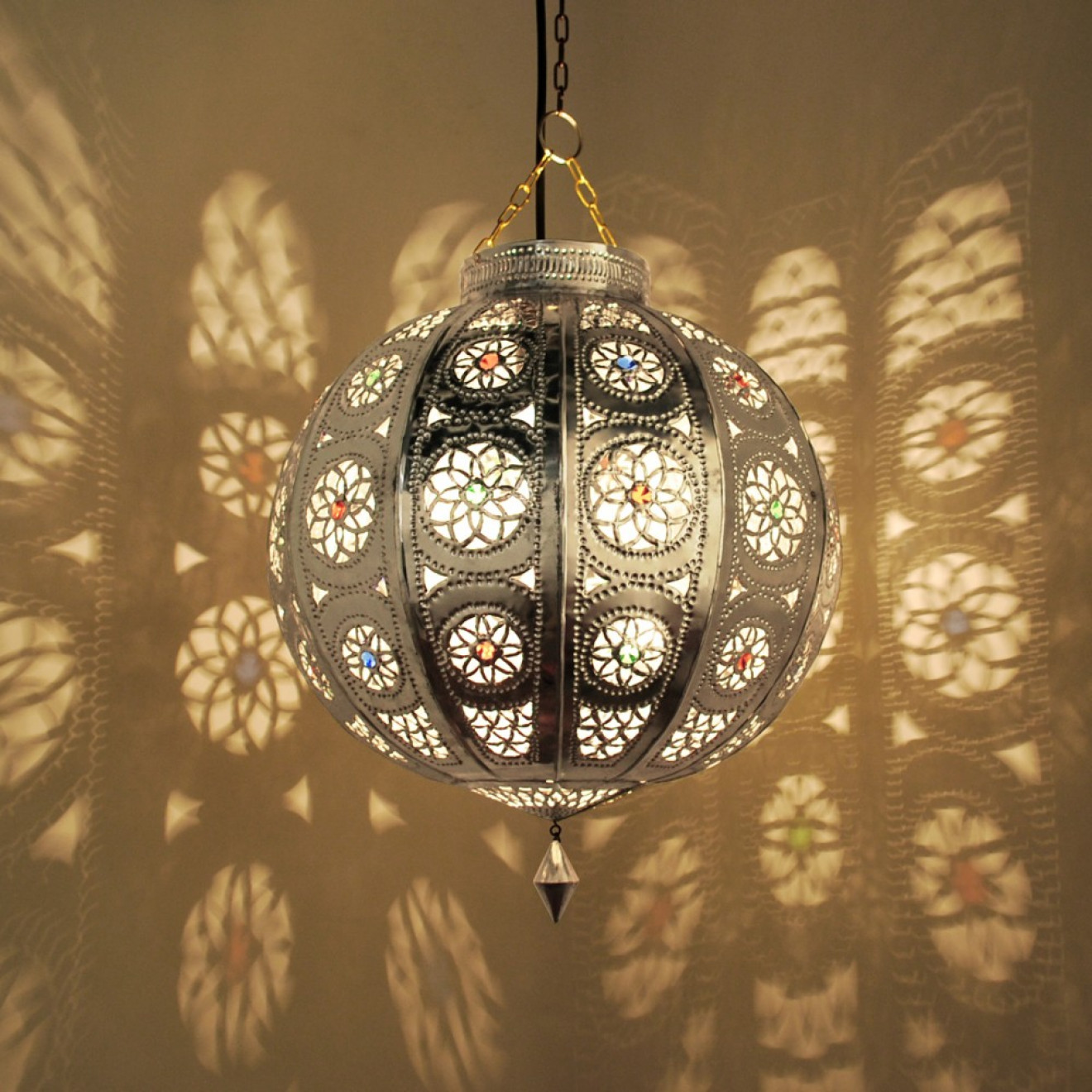 Orientalische Deckenleuchte "Kora_Kazdir_K" M/S Silber