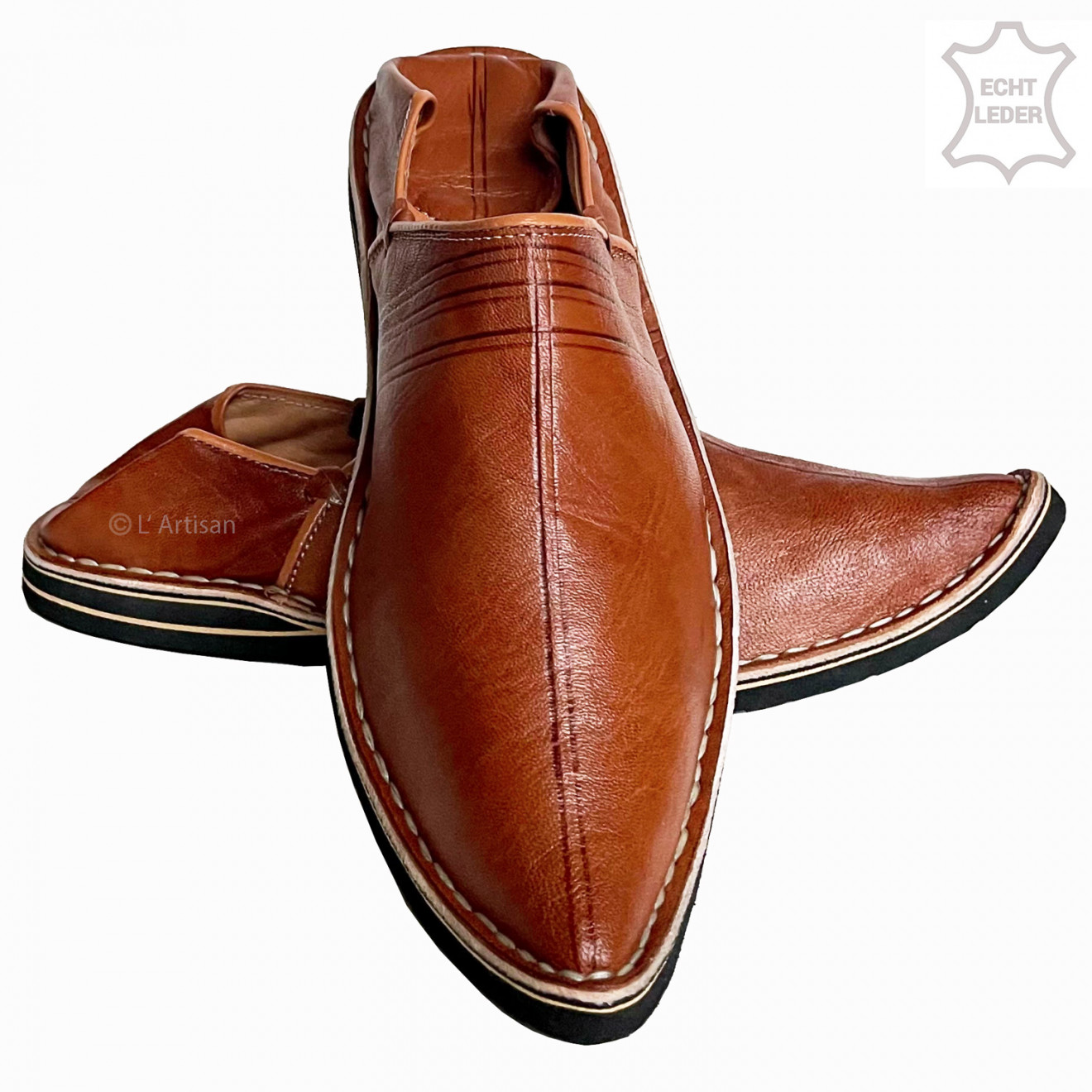 Orientalische Leder Spitz-Schuhe BABOUSCHE Cognac