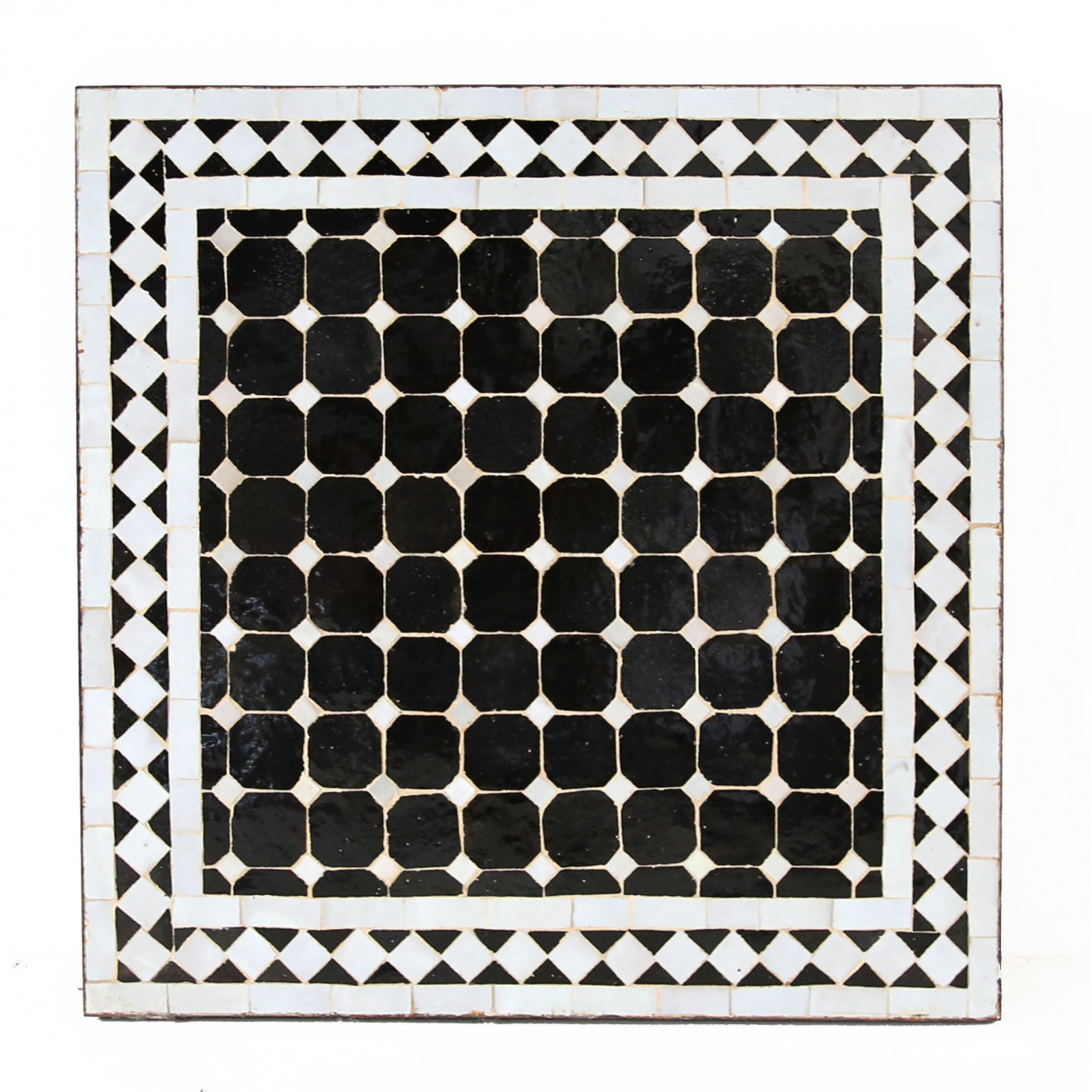 Marokkanischer Bistrotisch MOSA10 quadratig (60x60)cm Schwarz / Weiß aus Mosaikfliesen