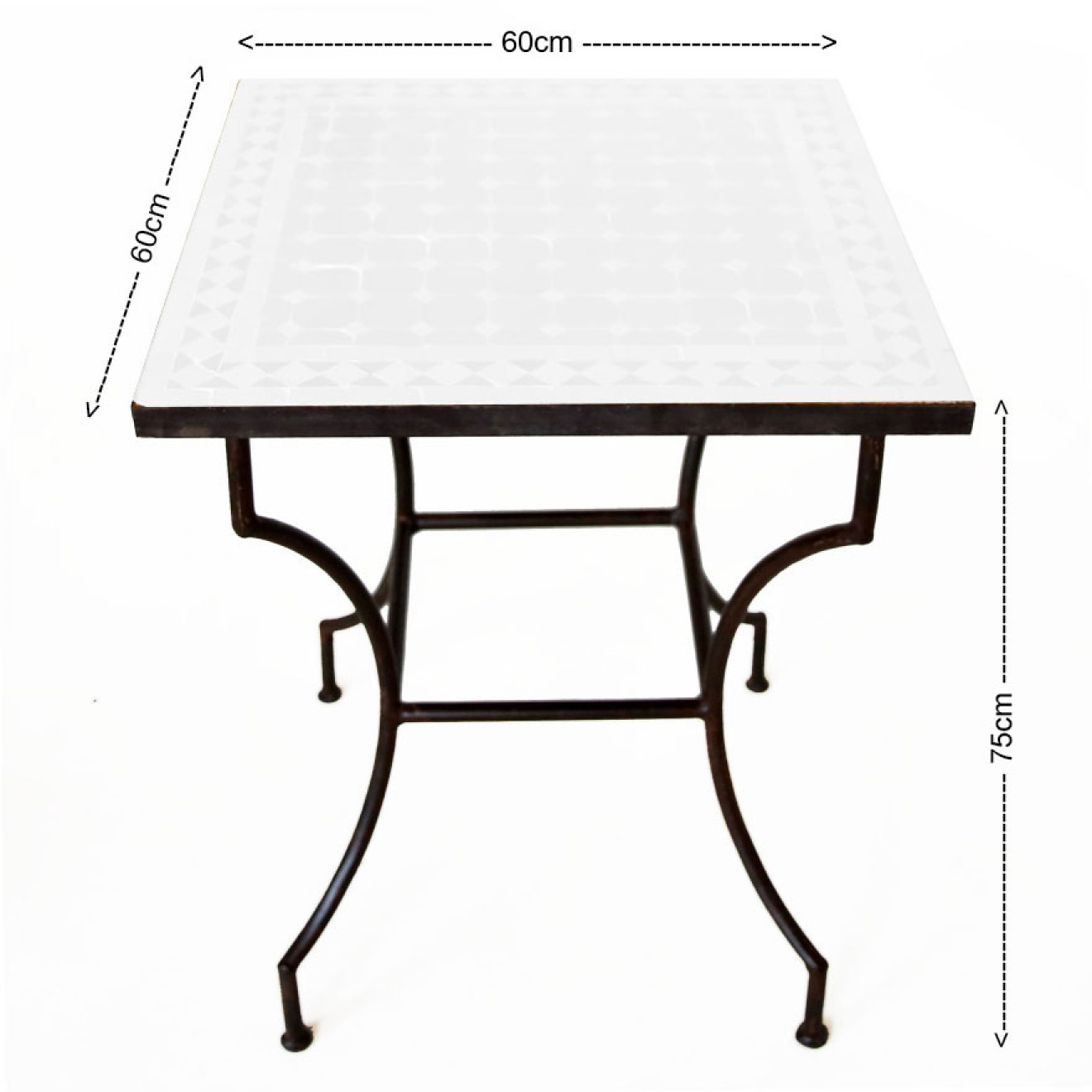 Arabischer Gartentisch MOSA9 quadratig (60x60)cm Türkis / Dunkelblau aus Mosaikfliesen