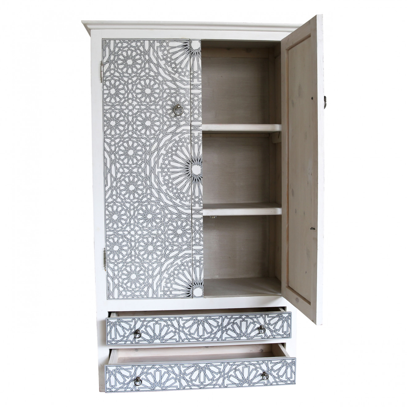 Orientalischer Schrank SETTASCHIA weiss/grau