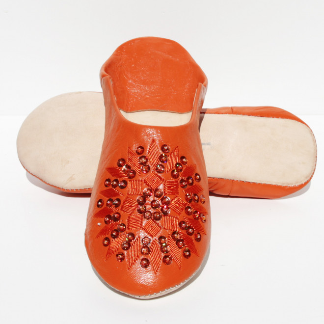 Marokkanische Pailletten Pantoletten MOSONA orange