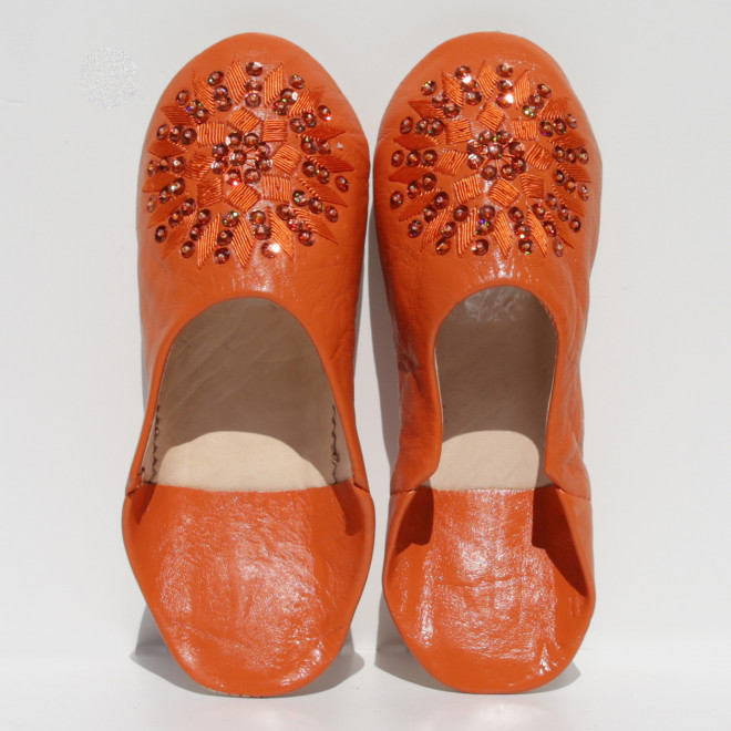 Marokkanische Pailletten Pantoletten MOSONA orange