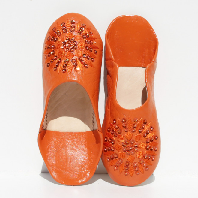 Marokkanische Pailletten Pantoletten MOSONA orange
