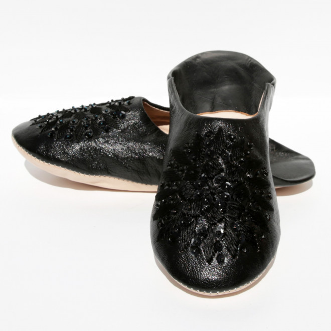 Marokkanische Pailletten Pantoletten MOSONA schwarz