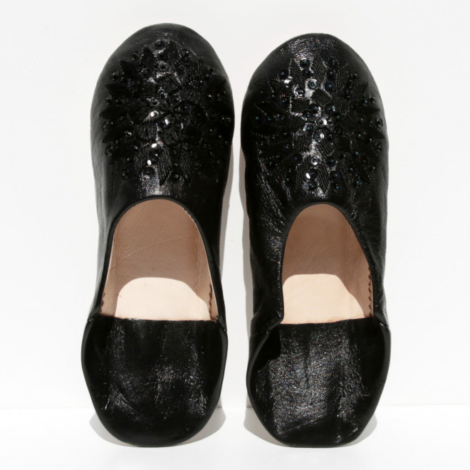 Marokkanische Pailletten Pantoletten MOSONA schwarz