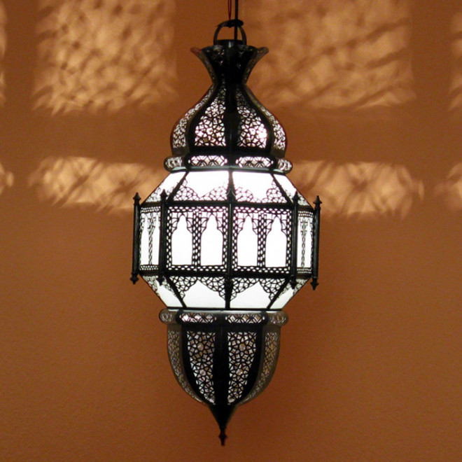 Marokkanische Hängelterne "Raha" Milchglas H73cm