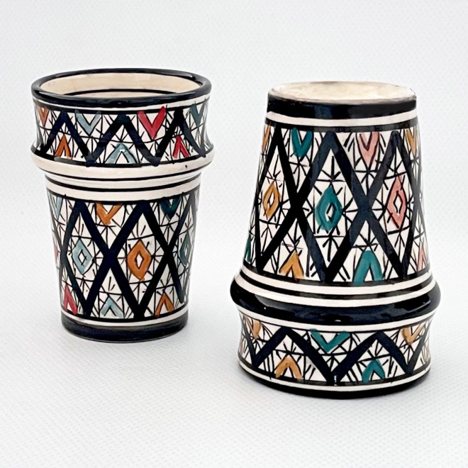 Handbemalter Becher aus Keramik Bunt BMK2