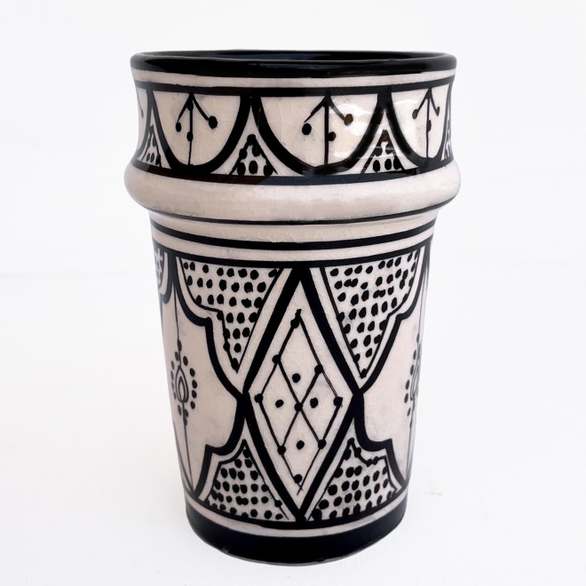 Handbemalter Keramikbecher Schwarz/weiß BMK10