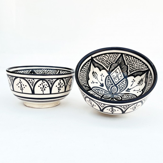 Keramikschale aus Marokko Safi-25 Schwarz/weiß