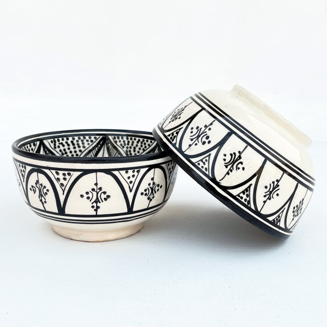 Keramikschale aus Marokko Safi-26 Schwarz/weiß