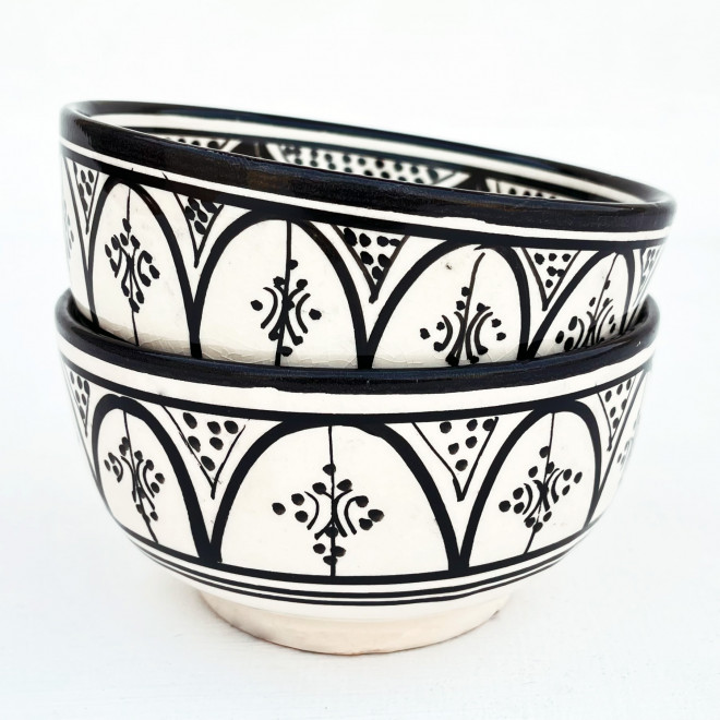 Keramikschale aus Marokko Safi-26 Schwarz/weiß