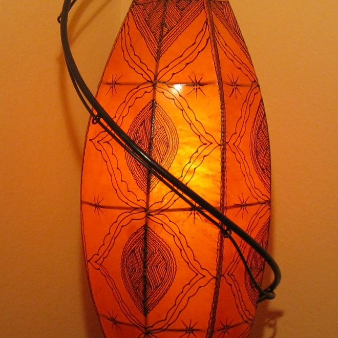 Marokkanische Lederlampe "Gadra" H125cm