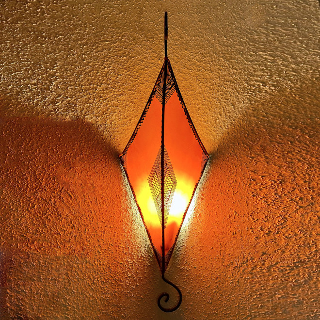 Leder- Wandlampe RICHA orange