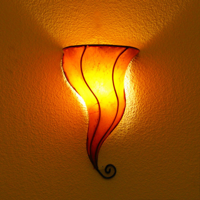 Leder- Wandleuchte "Doha" H 40cm, orange