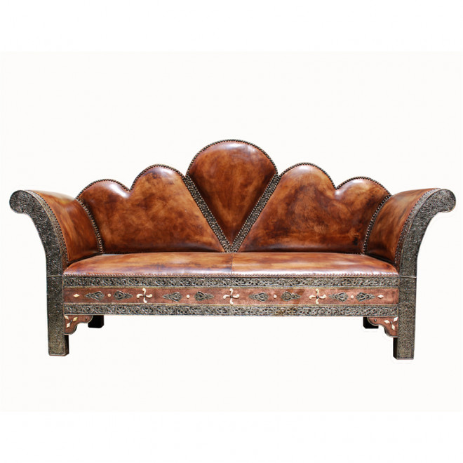 Orientalische Sitzbank "Argana" Echtleder