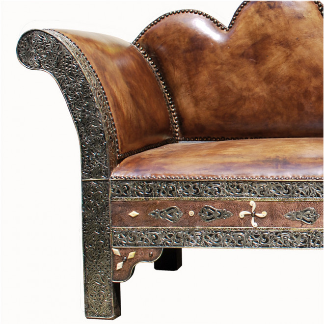 Orientalische Sitzbank "Argana" Echtleder