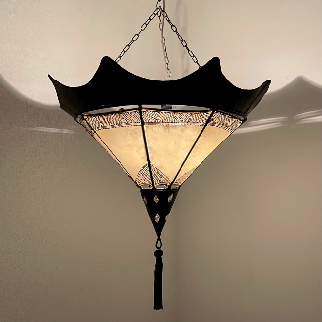 Leder- Deckenleuchte SHASHIA Natur