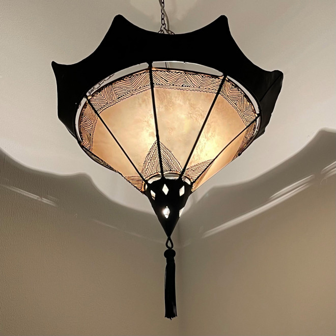 Leder- Deckenleuchte SHASHIA Natur