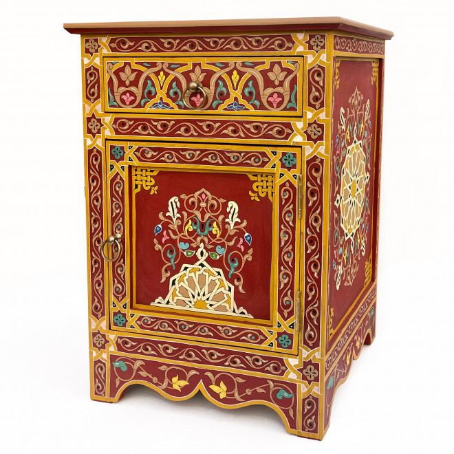 Bemalte orientalische Kommode rot 70x50cm NESMA