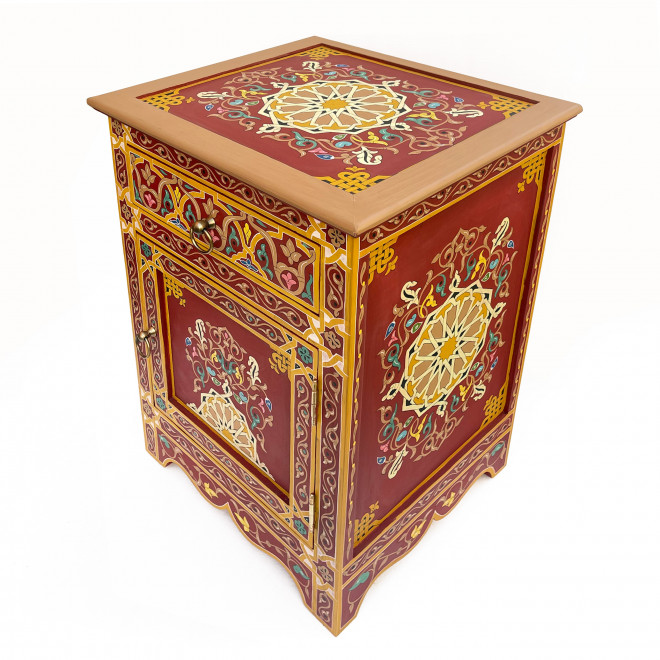 Bemalte orientalische Kommode rot 70x50cm NESMA