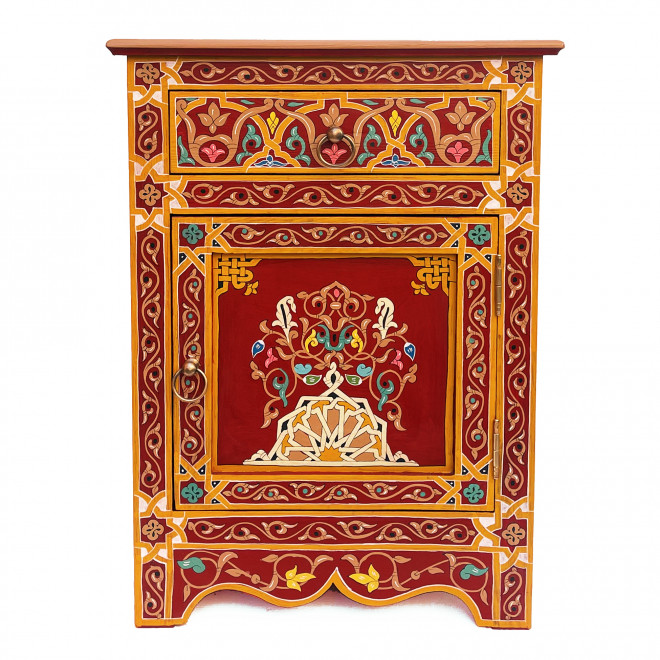 Bemalte orientalische Kommode rot 70x50cm NESMA
