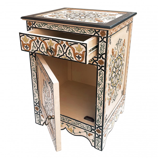 Marokkanischer Nachtschrank NOURIA Cremeweiß 70x50cm