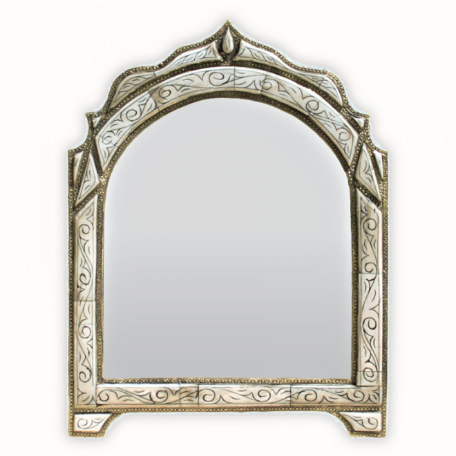 Marokkanischer Spiegel LOUDAYA weiß H55cm