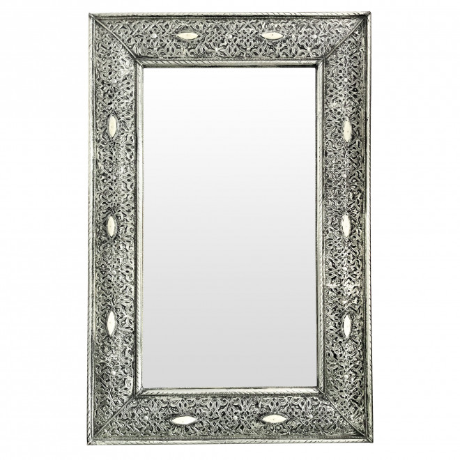 Marokkanischer Spiegel LOSAT aus Versilbertem Messing H80x50cm