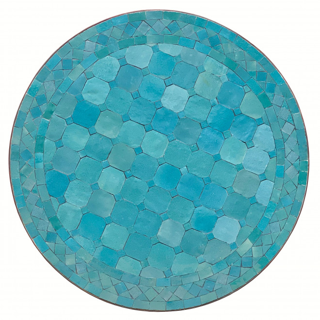 Kacheltisch aus Marokko BIDAK Ø60cm Türtisblau