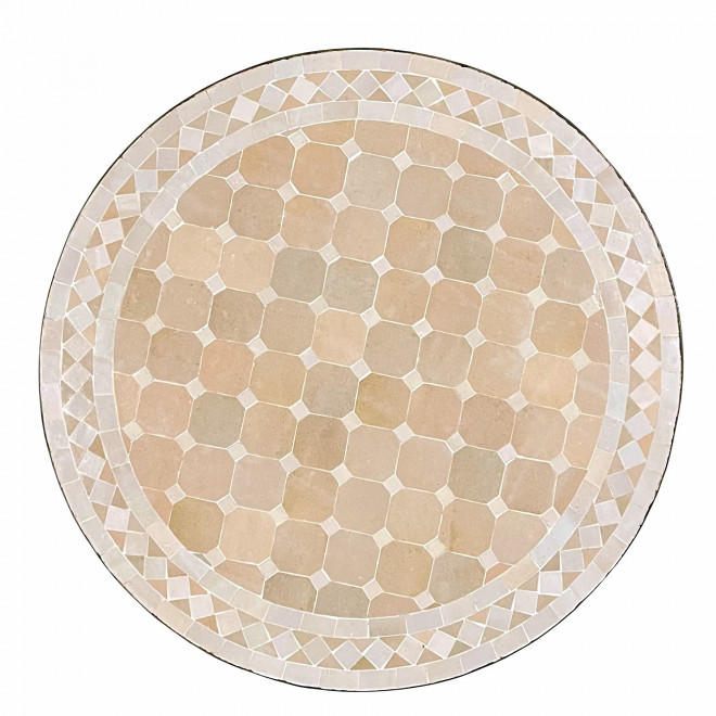 Mosaiktisch aus Marokko BIDAK Weiss/Beige Ø60cm