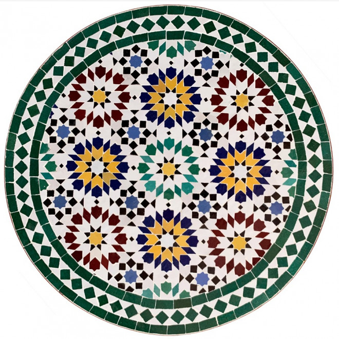 Marokkanischer Mosaiktisch "Ankabut" D60cm Grün
