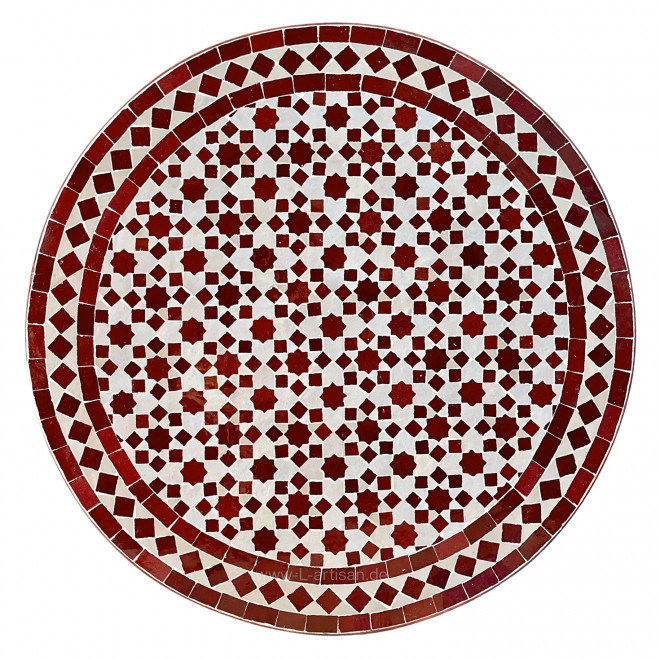 Marokkanischer Mosaiktisch TARSIA bordeauxrot D60cm