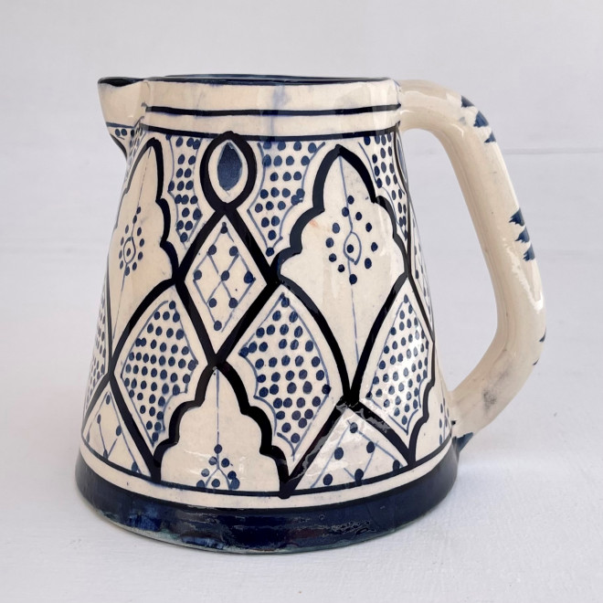 Marokkanische Karaffe aus Keramik Blau-weiss