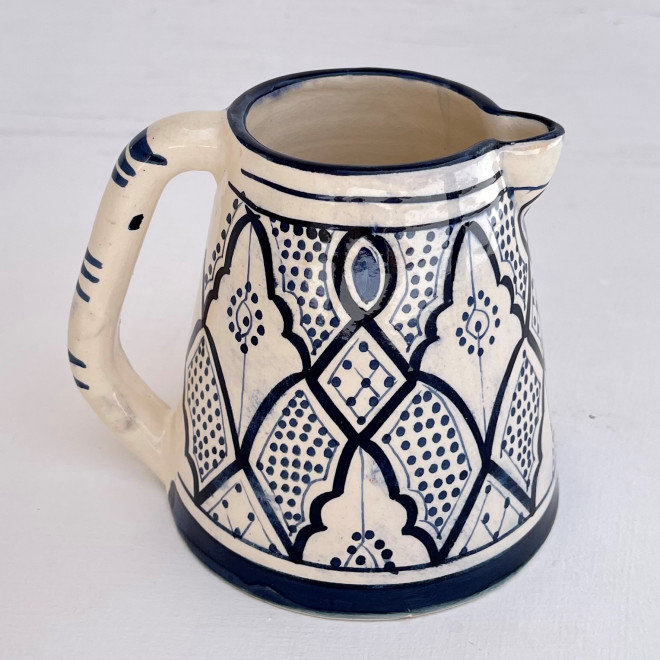 Marokkanische Karaffe aus Keramik Blau-weiss