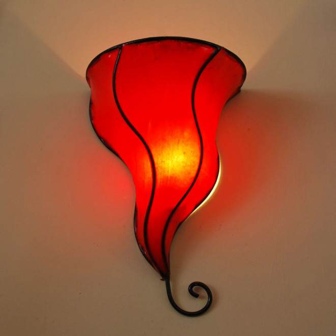 Leder- Wandleuchte DOHA rot