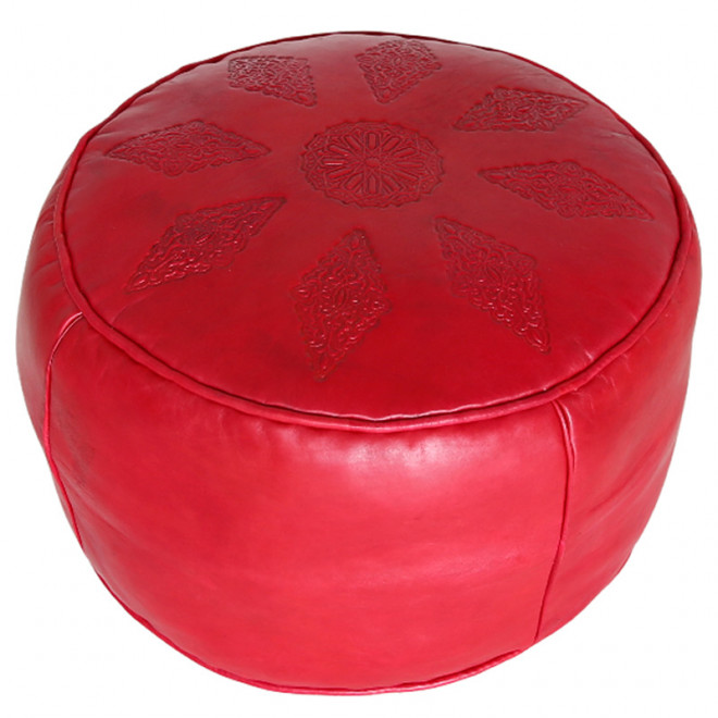 Marokkanisches Leder Sitzkissen SALÈ Rot