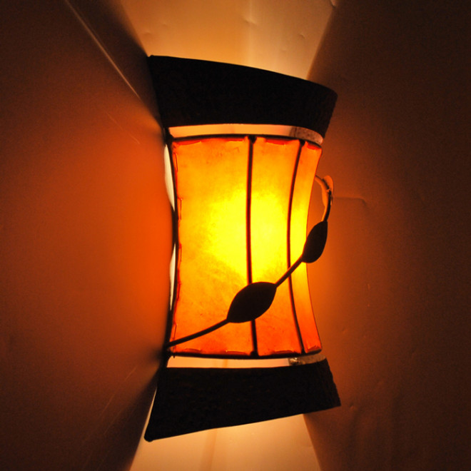 Leder- Wandleuchte WARDA Orange